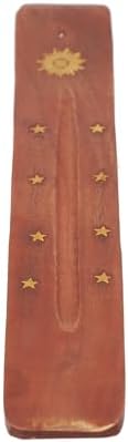 Hosley Wood Incense Holder 10 Inches Sun Design
