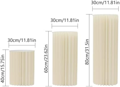 3PCS Cardboard Flower Stands Cylinder Pedestal for Decor