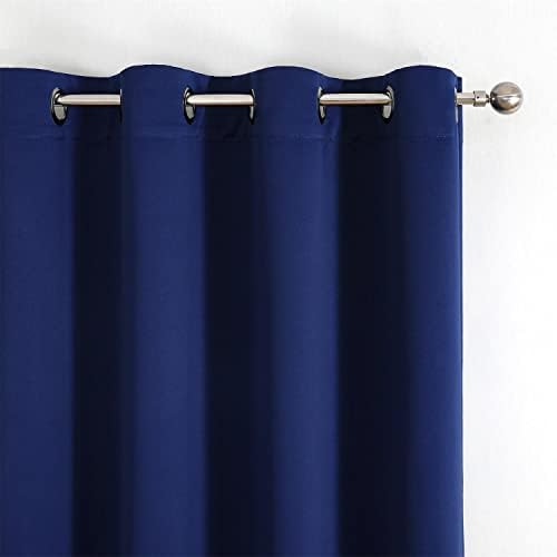 MIUCO 2 Panel Room Darkening Thermal Insulated Grommet Curtains Navy Blue 63 Inches
