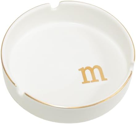 Luxurious Ceramic Ashtray with Gold Edging and Embossed Lettering