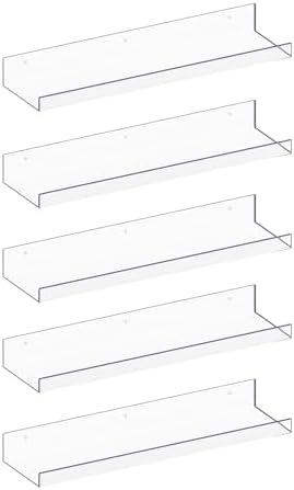MEBRUDY 5 Pack Clear Floating Shelves for Home Storage
