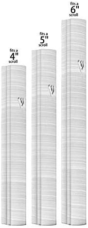 AS Mezuzah Case with 3D Shin Design 6 Inches Grey White