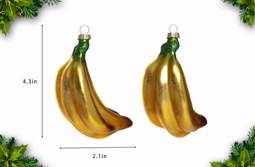 2pcs Glass Banana Christmas Tree Ornaments