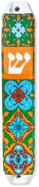 Ceramic Mezuzah in Green Color
