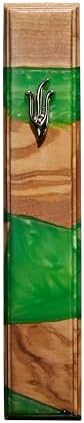 Handcrafted Wood Acrylic Mezuzah Case - Modern Jewish Door Blessing