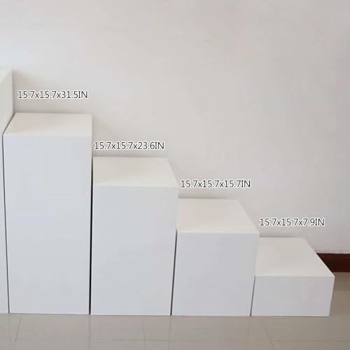 White Rectangle Cube Display Pedestal Stand 236x236x79IN Organizer Shelf