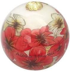 Hawaiian Plumeria Hand Painted Christmas Tree Ornament with Velvet Box