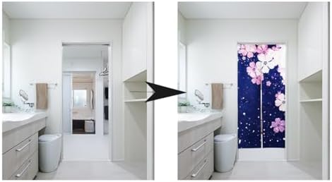 Noren Japanese Style Doorway Curtain with Sakura Cherry Blossom Print