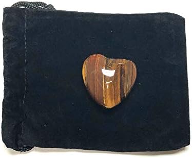 Natural 1 Inch Polished Pocket Crystal Puff Heart Velvet Pouch