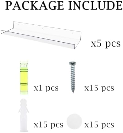 MEBRUDY 5 Pack Clear Floating Shelves for Home Storage