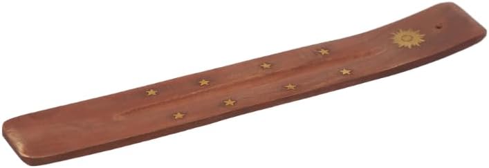 Hosley Wood Incense Holder 10 Inches Sun Design