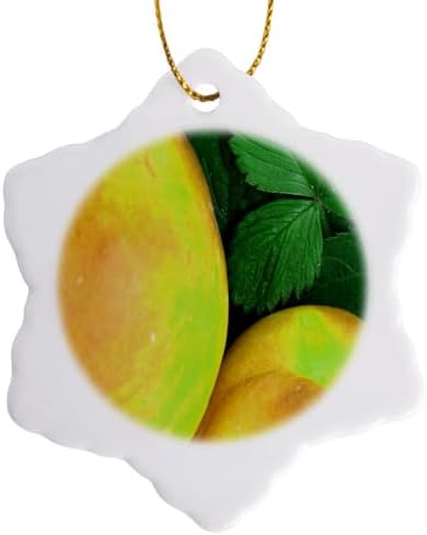 3 inch Snowflake Porcelain Ornament - Yellow Fruit Berries and Fruit 1