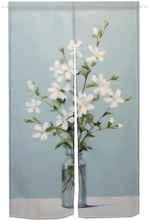 Leowefowa Japanese Noren Door Curtain with Flower Pattern