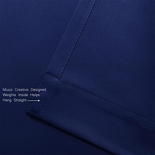 MIUCO 2 Panel Room Darkening Thermal Insulated Grommet Curtains Navy Blue 63 Inches