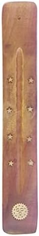 Hosley Wood Incense Holder 10 Inches Sun Design