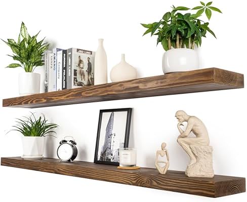 Rustic Floating Shelves 60 Inch Set of 2 Walnut