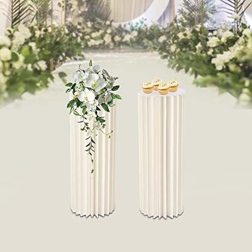 2PCS Foldable Cardboard Cylinder Display Stand for Wedding and Party