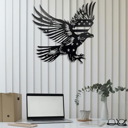 Patriotic Bald Eagle American Flag Metal Wall Art 40 Inch 1