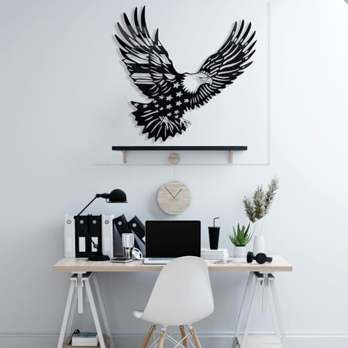 Patriotic Bald Eagle American Flag Metal Wall Art 30 Inch