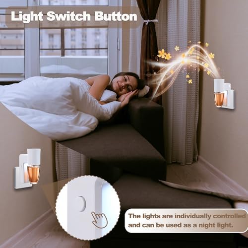 2 Pcs Wall Fragrance Plug In with Night Light and Adjustable Diffuser