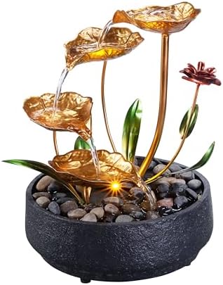 Metal Lotus Circulating Tabletop Fountain for Zen Home Decor