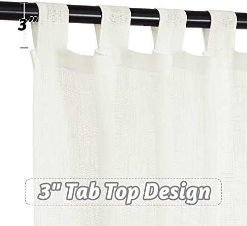 RYB HOME Natural Sheer Curtains 52x84 Living Room