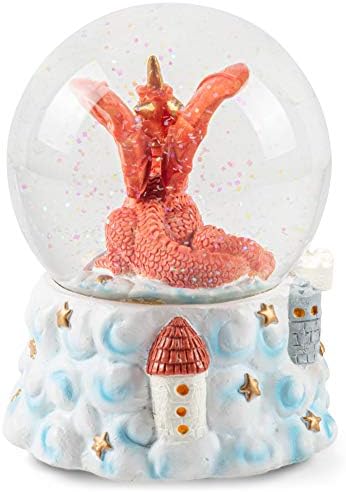 Red Dragon with Unicorn Musical Snow Globe 100MM