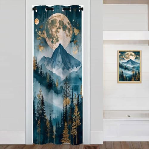 Abstract Forest Door Curtain for Privacy and Style
