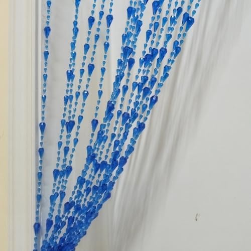 Dark Blue Beaded Curtain for Doorway and Room Divider