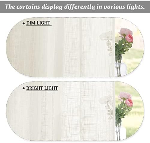 RYB HOME Natural Sheer Curtains 52x84 Living Room