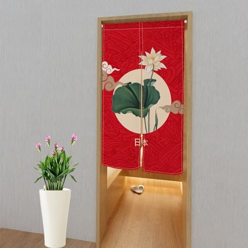 Lotus Flower Japanese Noren Door Curtain 335x709