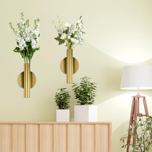 2PCS Gold Wall Vases for Flowers Modern Decor