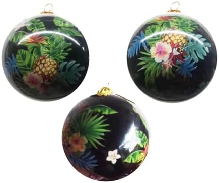 Hand Painted Hawaii Pineapple Tropical Flowers Christmas Tree Ornament