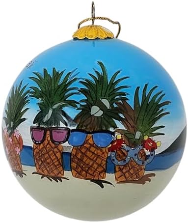 Chill Pineapple Vibes Hawaiian Christmas Ornament 1