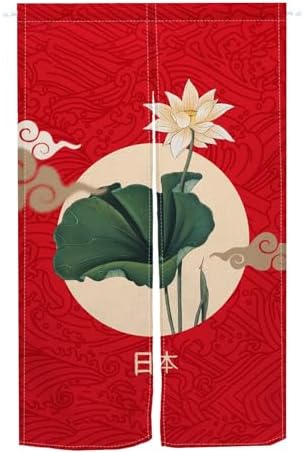 Lotus Flower Japanese Noren Door Curtain 335x709