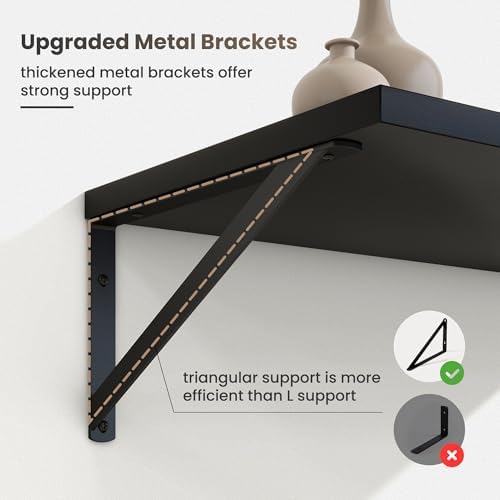 Marsmiles Black Floating Shelves Set of 2