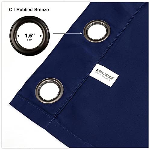 MIUCO 2 Panel Room Darkening Thermal Insulated Grommet Curtains Navy Blue 63 Inches