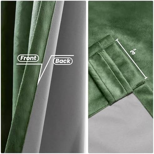 Green Velvet Curtains 84 Inches 2 Panels Blackout Drapes