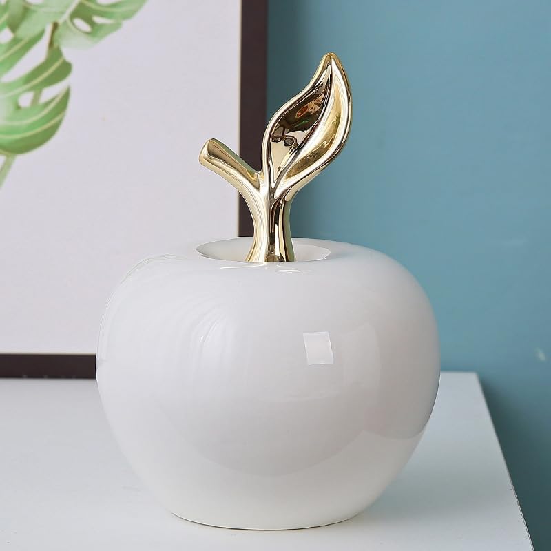 Luxury Ceramic Red Apple Figurine - Elegant Home Decor