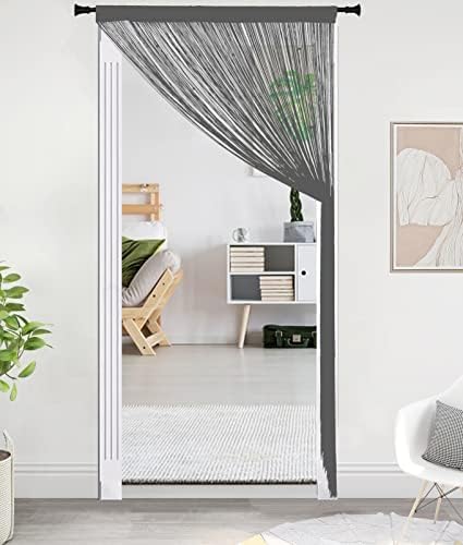 Beads Curtain Door String Curtains for Bedroom Closet Drapes Grey 39x110in