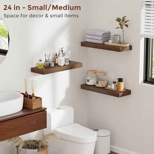 Heimlove 16 Inch Floating Shelves Set of 2 with Invisible Brackets