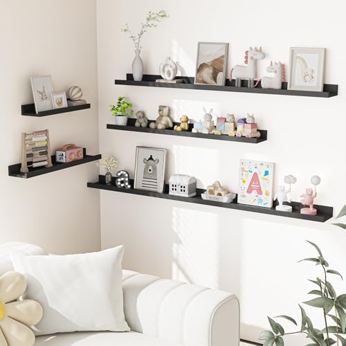 Heimlove Picture Ledge Shelf Set of 2 Black