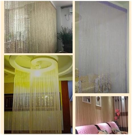Shiny Tassel Door Divider Curtain 95x200CM Blue