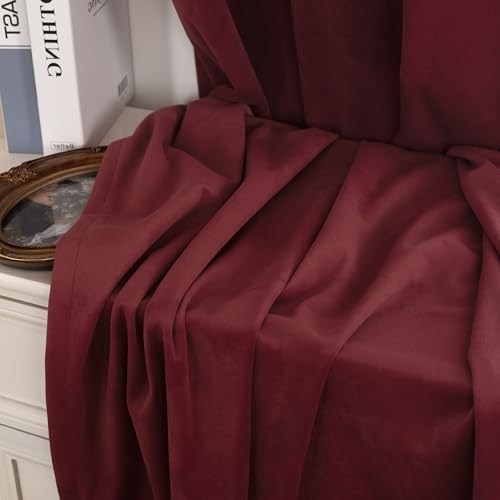 YoungsTex Burgundy Velvet Curtains 84 Inch for Living Room and Bedroom