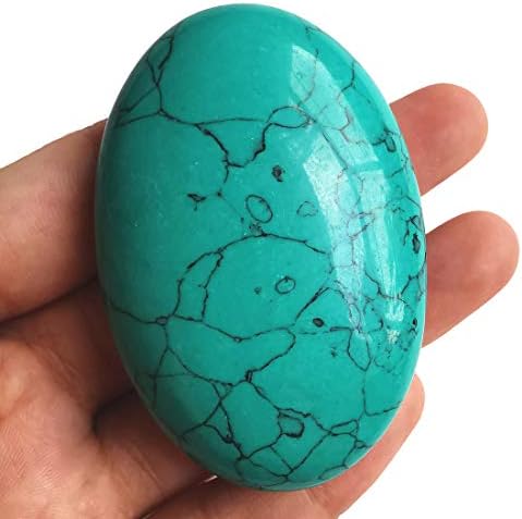 Loveliome Green Howlite Turquoise Oval Worry Stones for Stress Relief