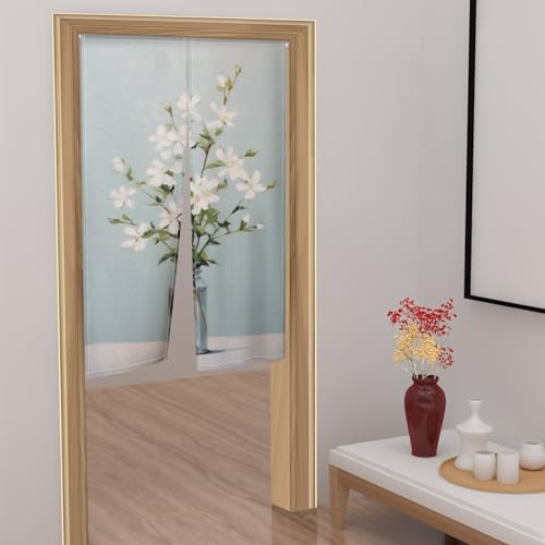 Leowefowa Japanese Noren Door Curtain with Flower Pattern