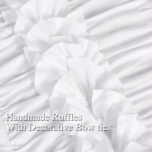 Boho Ruched Room Divider Curtains with Butterfly Flowers
