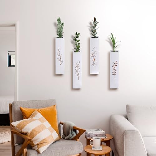 Wooden Wall Planter 4 Pack Farmhouse Decor White