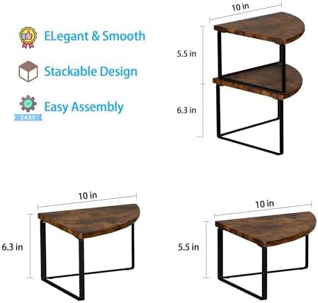 Corner Shelf Countertop Organizer Set of 2 Rustic Brown