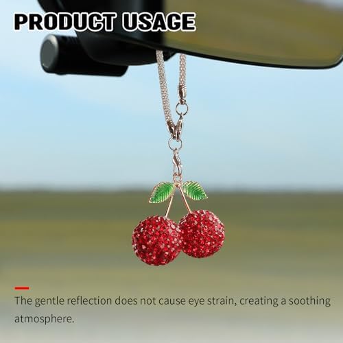 2PCS Bling Cherry Car Mirror Decor